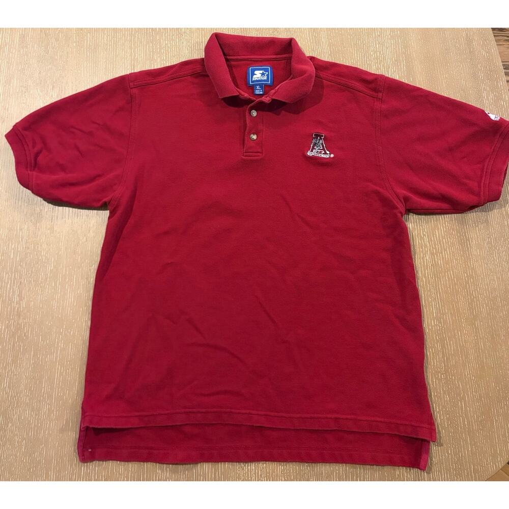 Vintage Starter Polo XL Red Alabama Crimson Tide Short Sleeve Cotton Elephant